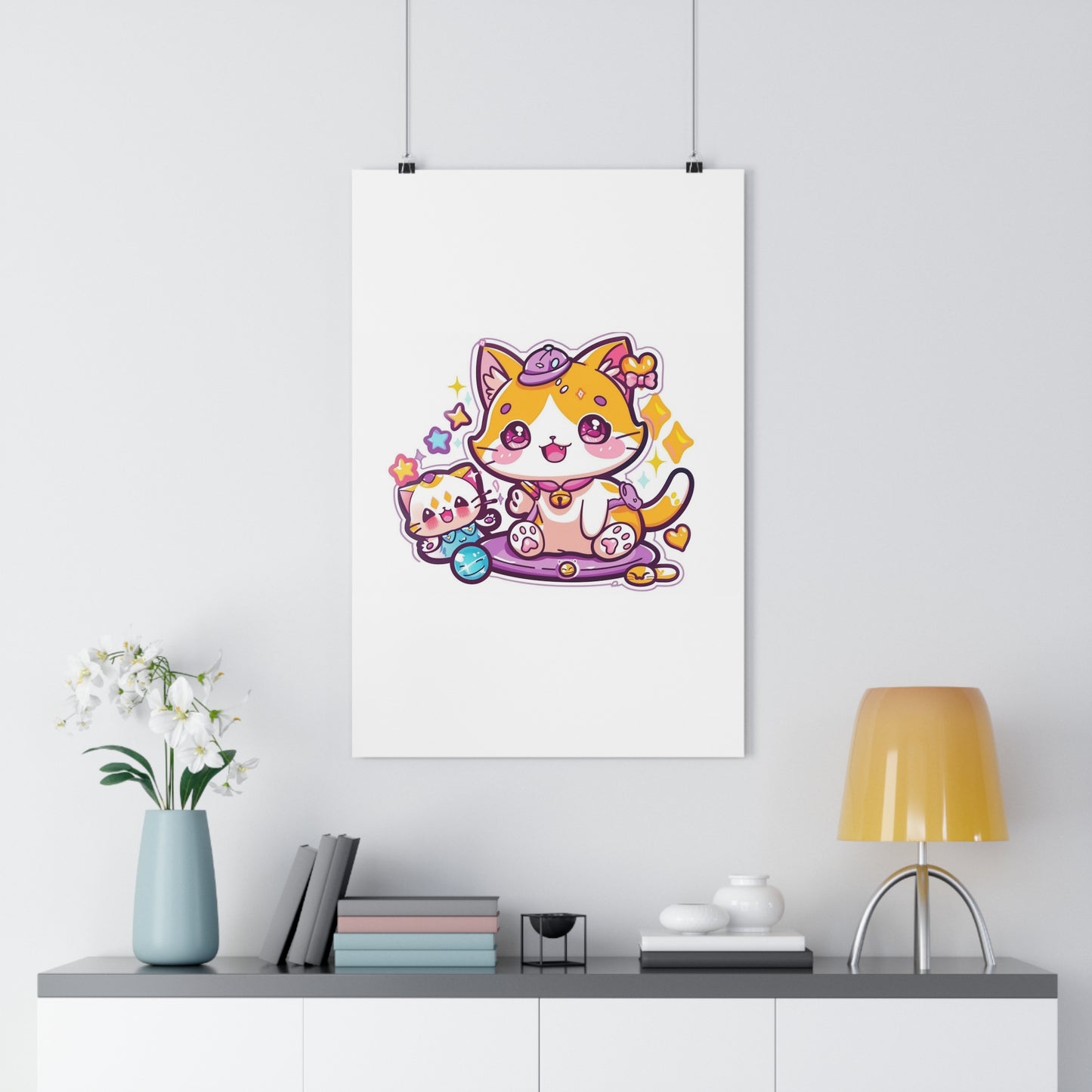 Kawaii Universe with Adorable Creatures Art Print