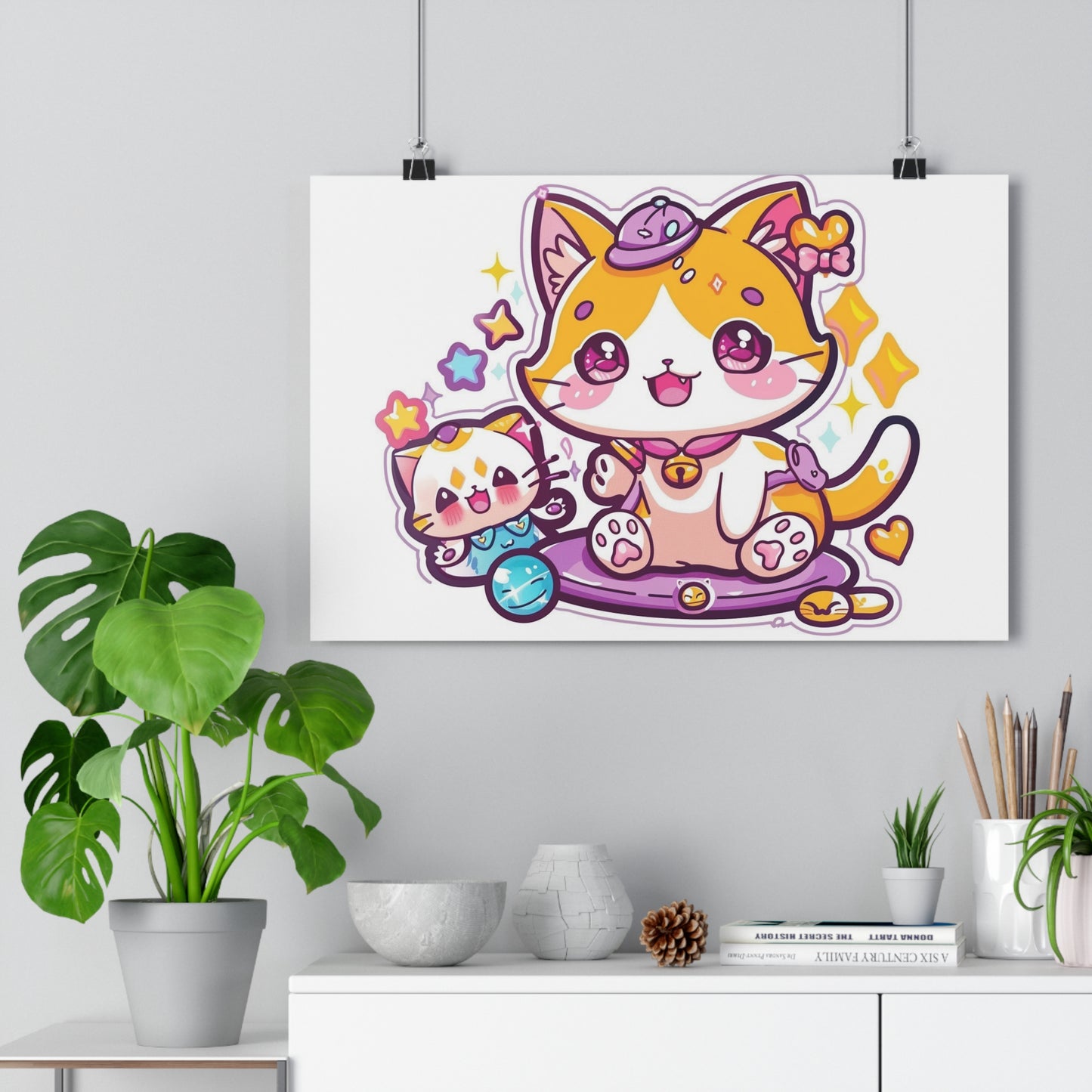 Kawaii Universe with Adorable Creatures Art Print