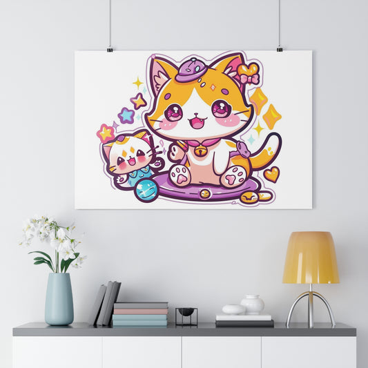 Kawaii Universe with Adorable Creatures Art Print