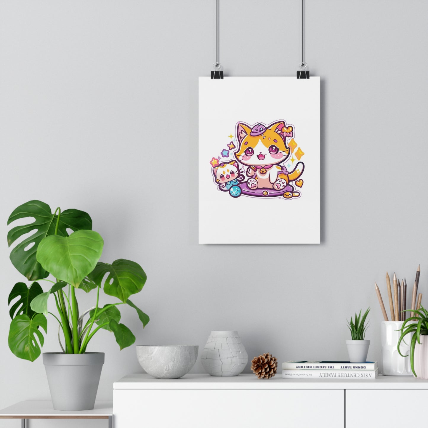 Kawaii Universe with Adorable Creatures Art Print