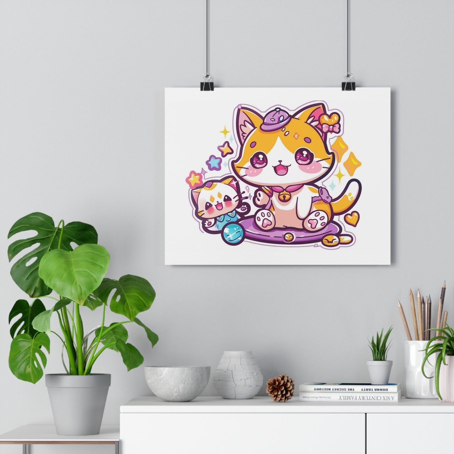 Kawaii Universe with Adorable Creatures Art Print